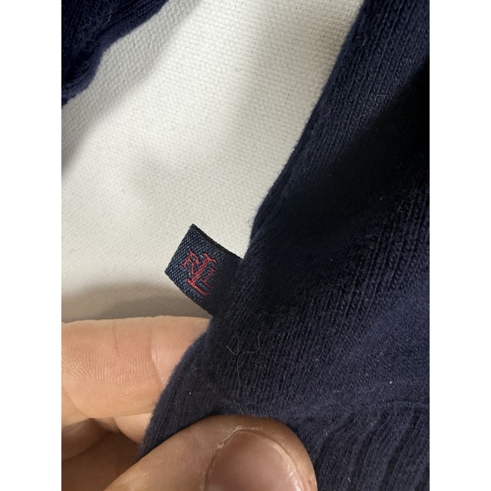 Lauren Ralph Lauren Cardigan Sweater Women's Petite Small Navy Gold Crest Button - Picture 3 of 6
